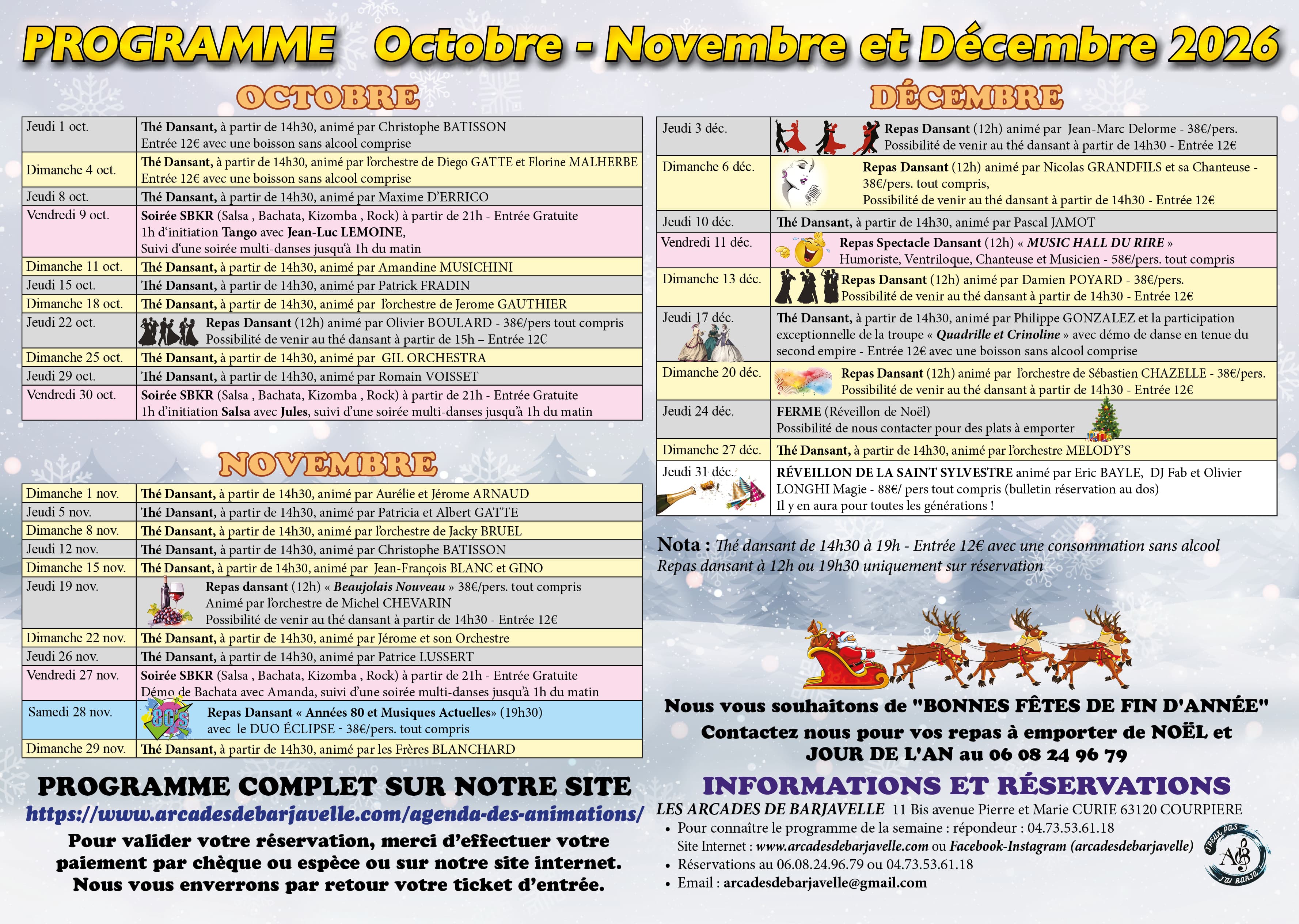 Programme Octobre Novembre Décembre