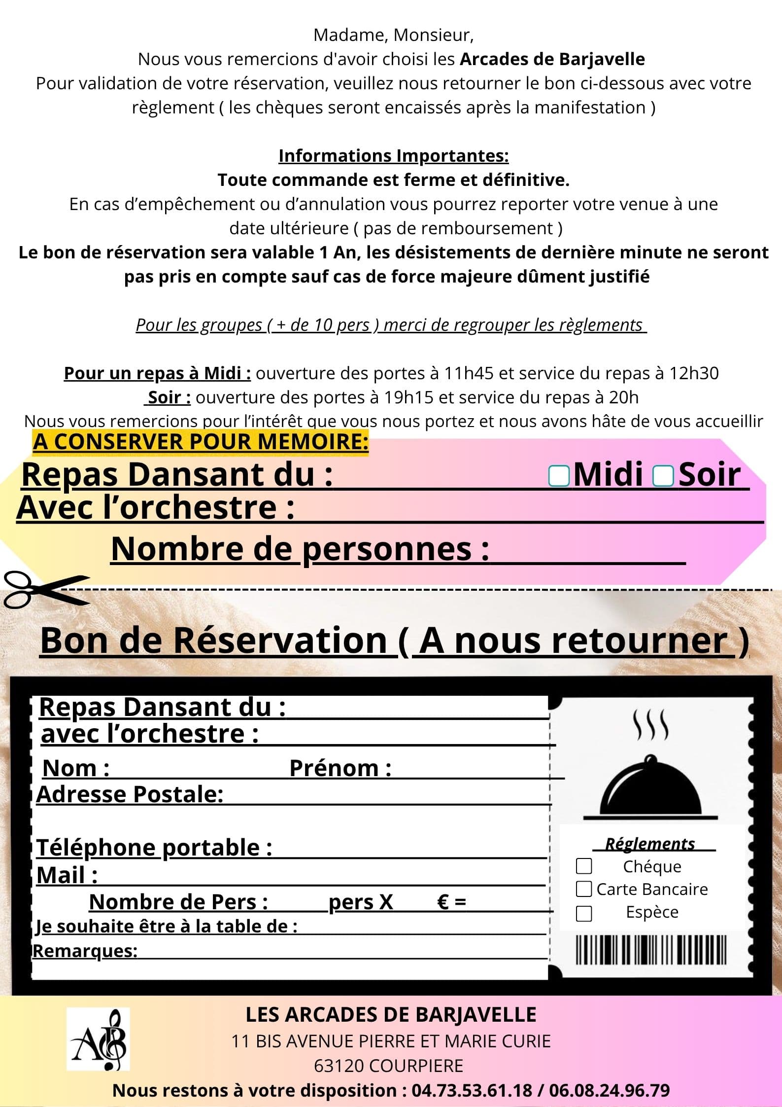 COUPON DE RESERVATION